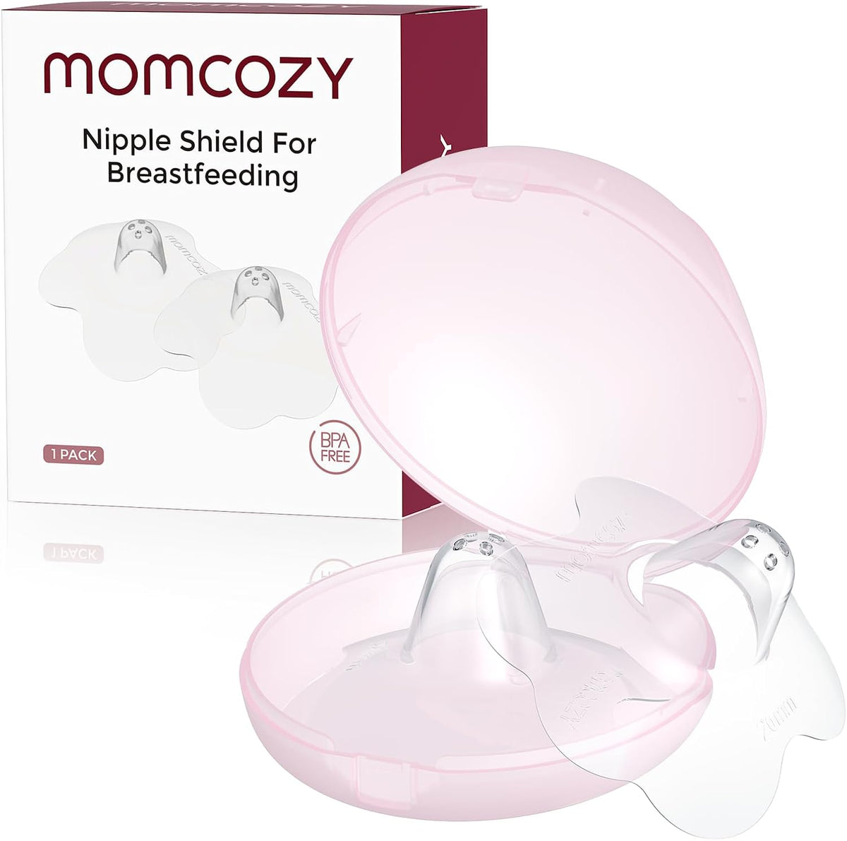 Momcozy Nipple Shield, Floral Contact Nipple Shield for Breastfeeding Moms with Flat or Inverted Nipples, Made Without BPA/BPS (1 Pair, 20mm) MegaBDM