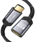 JSAUX HDMI Extension Cable 1M - High Speed 2.0 Male to Female Extender With 4K@60Hz HDR, 3D, 18Gbps, ARC, Ethernet for TV Stick, Roku Fire Stick, Blu-Ray, PS3/PS4 - Grey MegaBDM