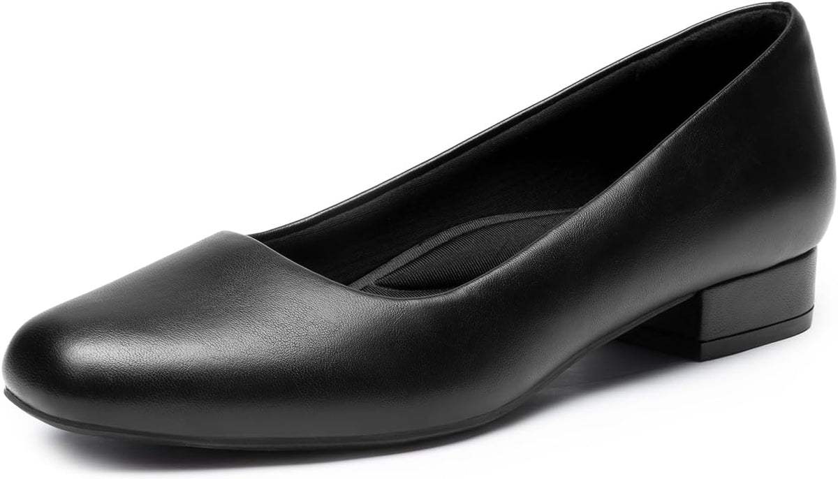 DREAM PAIRS Women's Pumps Low Chunky Closed Toe Heels for Women Comfortable Casual Slip-On Dress Shoes for Wedding Work Office Party MegaBDM