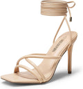 DREAM PAIRS Heels for Women Strappy High Stiletto Lace Up Heeled Sandals Square Open Toe Heels for Prom Party Dating MegaBDM