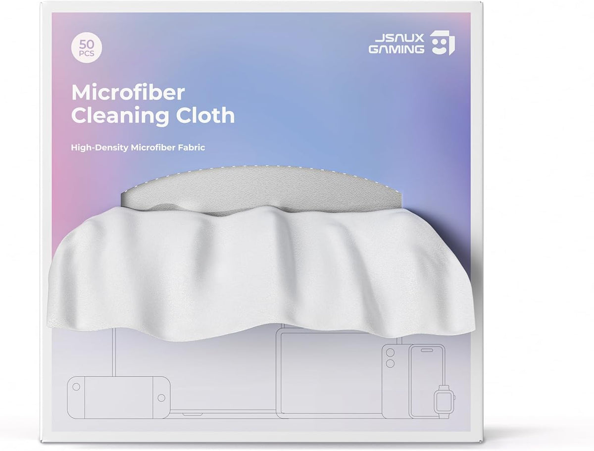 JSAUX 50 Pack Disposable Microfiber Cleaning Cloths (6 x 6 in), Eyeglass Cleaning Cloth, Eye Glass Cleaner Cloth – Safe for Glasses, Camera Lens, Screens, iPad, Phone, Steam Deck, TV Screen and More MegaBDM