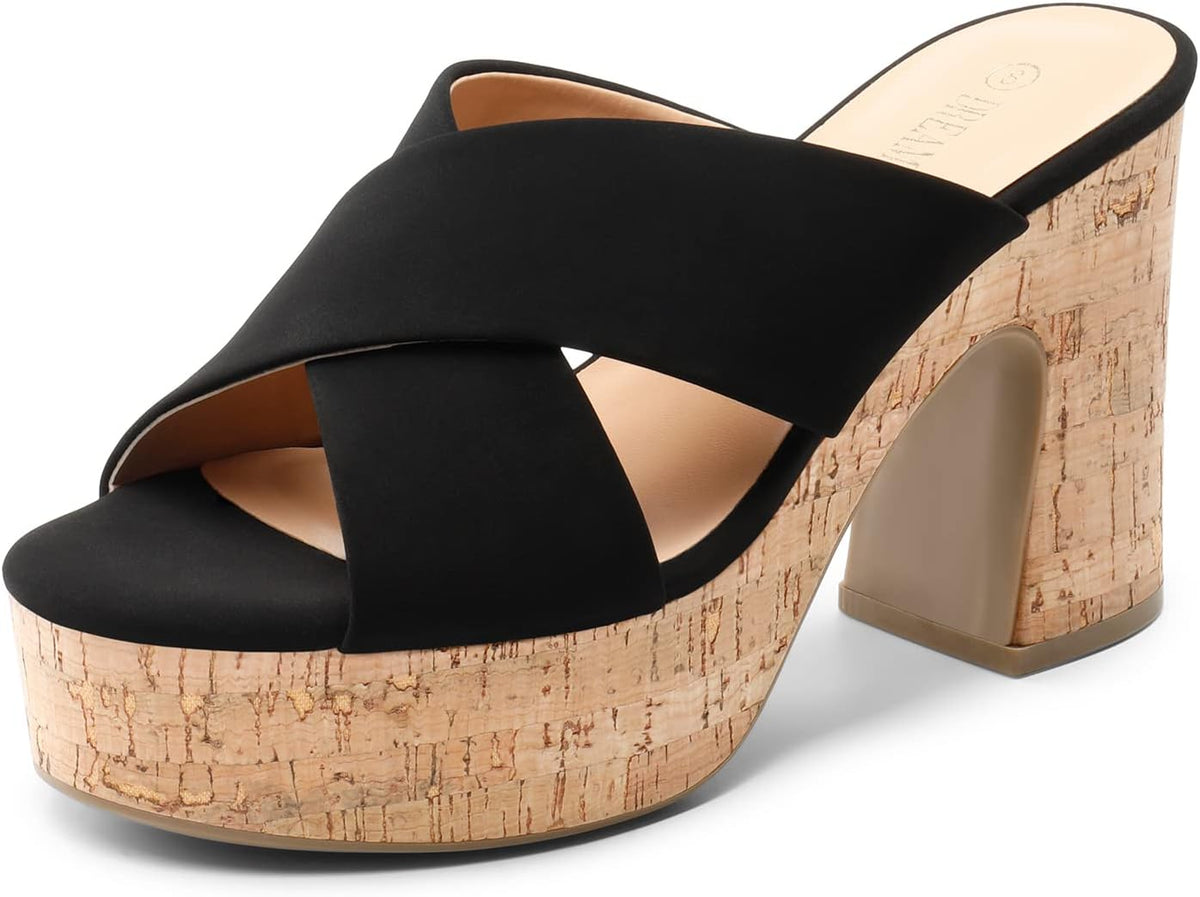 DREAM PAIRS Women's Platform Heels Open Toe Slip on Heels for Women High Chunky Block Wedges Sandals Dressy Pumps Shoes MegaBDM