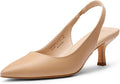DREAM PAIRS Women?s Closed Toe Kitten Heels Pointed Toe Slingback Low Heels Dress Bridal Wedding Pumps Shoes, Nude-pu, 11 MegaBDM