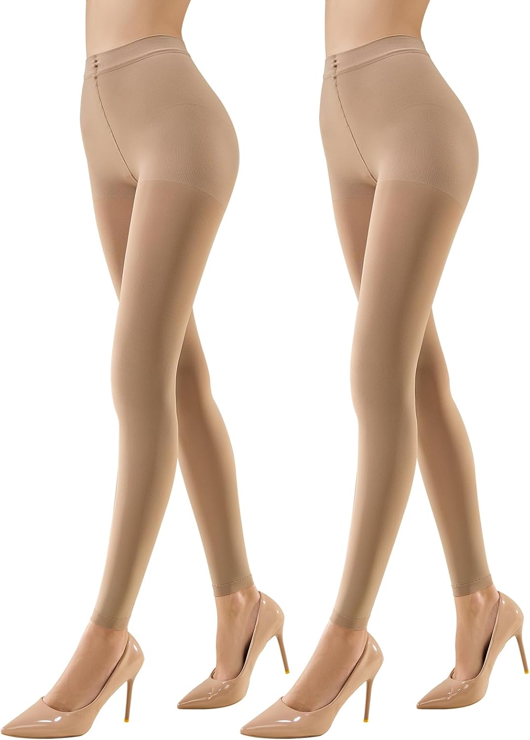 MANZI Women Footless Tights for Dance Ballet Black Tan 70 Denier MegaBDM