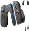 JSAUX Ergonomic Switch 2 Charging Grip for Nintendo Switch 2, Magnetic Grip Controller Compatible with Switch 2 Joypads, Play While Charging with LED Indicator& 1.5m/4.9ft Charger Cable-Black MegaBDM