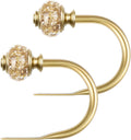 USFOOK 2 Pack Gold Curtain Tie Backs Hook, Decorative Curtain Holdbacks (2 Pack/1 Pair), U-Shaped Wall Mounted Curtain Tieback, Curtain Hooks Holders For Hanging Curtains Other Items MegaBDM