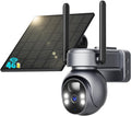 SEHMUA 4G LTE Solar Outdoor Surveillance Camera with SIM Card - Night Vision Color 2K 3MP PTZ Wireless Camera with Solar Panel, 355°/105° Swivel, PIR Detection MegaBDM