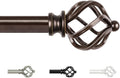 KAMANINA Extendable Curtain Poles 80-218cm, Bronze Curtain Pole for Bedroom | Adjustable Curtain Pole, Wall Mounted, Metal, 19 mm Diameter, Load 10 KG, with Twisted Cage Finials, Easy Installation MegaBDM