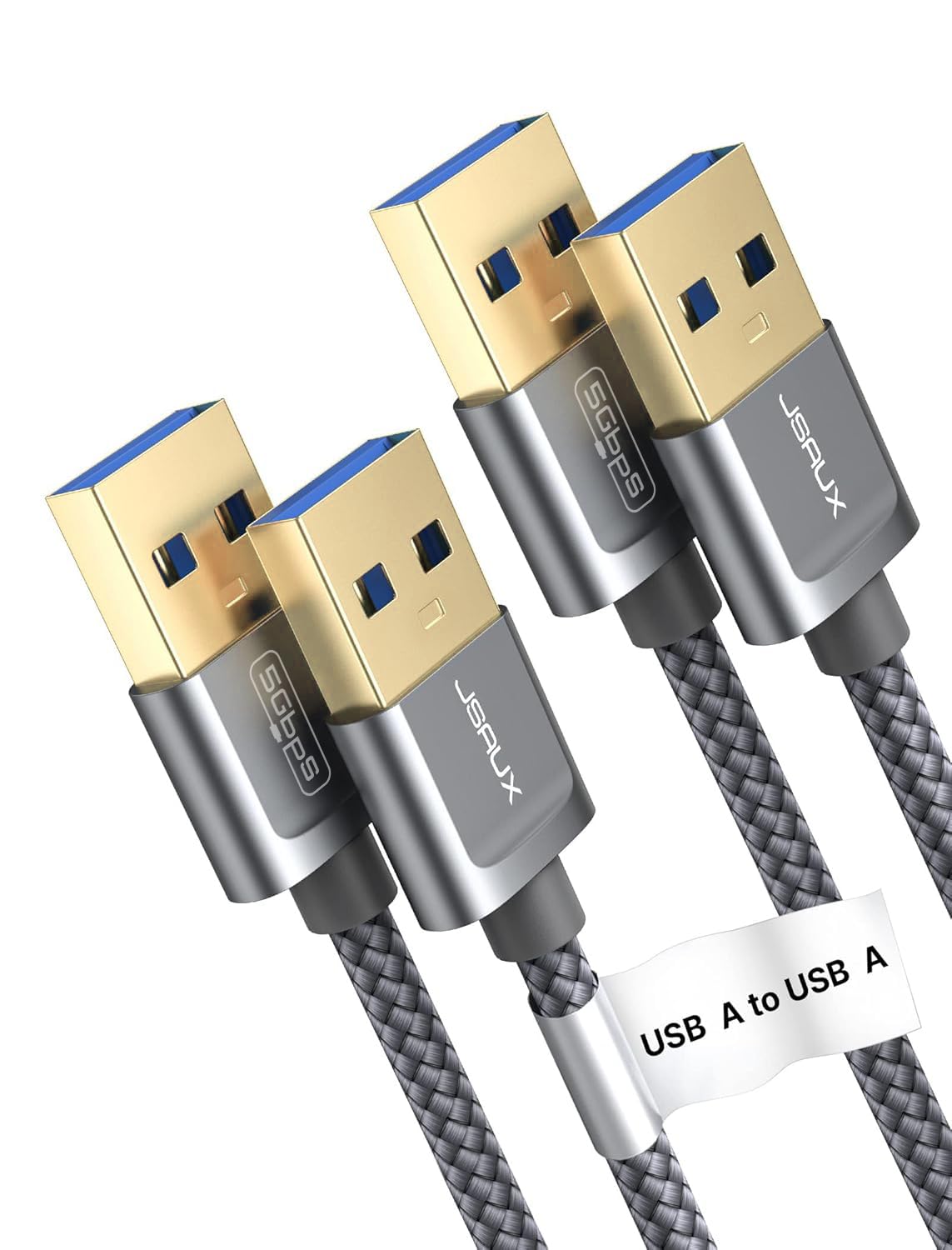 JSAUX USB 3.0 A Male to Male cable, [2-pack/1M+2M] 5Gbps SuperSpeed Data Transfer Cable Gold Plated Compatible with External Hard Drive, Blu-ray, Printer,Camera,DVD, etc-Grey MegaBDM
