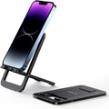 Cell Phone Stand, JSAUX Foldable Aluminum Adjustable Phone Holder for Desk Portable Travel Holder Office Desk Accessories Compatible with iPhone 15 14 13 12 11 Pro Max Samsung S22 S21 A53 Switch Black MegaBDM