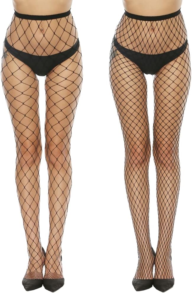 MANZI Fishnet Tights for Women High Waisted Fishnet Stockings Black Ladies Pantyhose MegaBDM