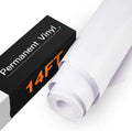 HTVRONT White Permanent Vinyl - 12" x 14FT Permanent Adhesive Black Vinyl Roll Compatible with Cricut Cutting Machine, Silhouette, Cameo Cutters, Signs, Scrapbooking, Craft, Die Cutters (Matte) MegaBDM