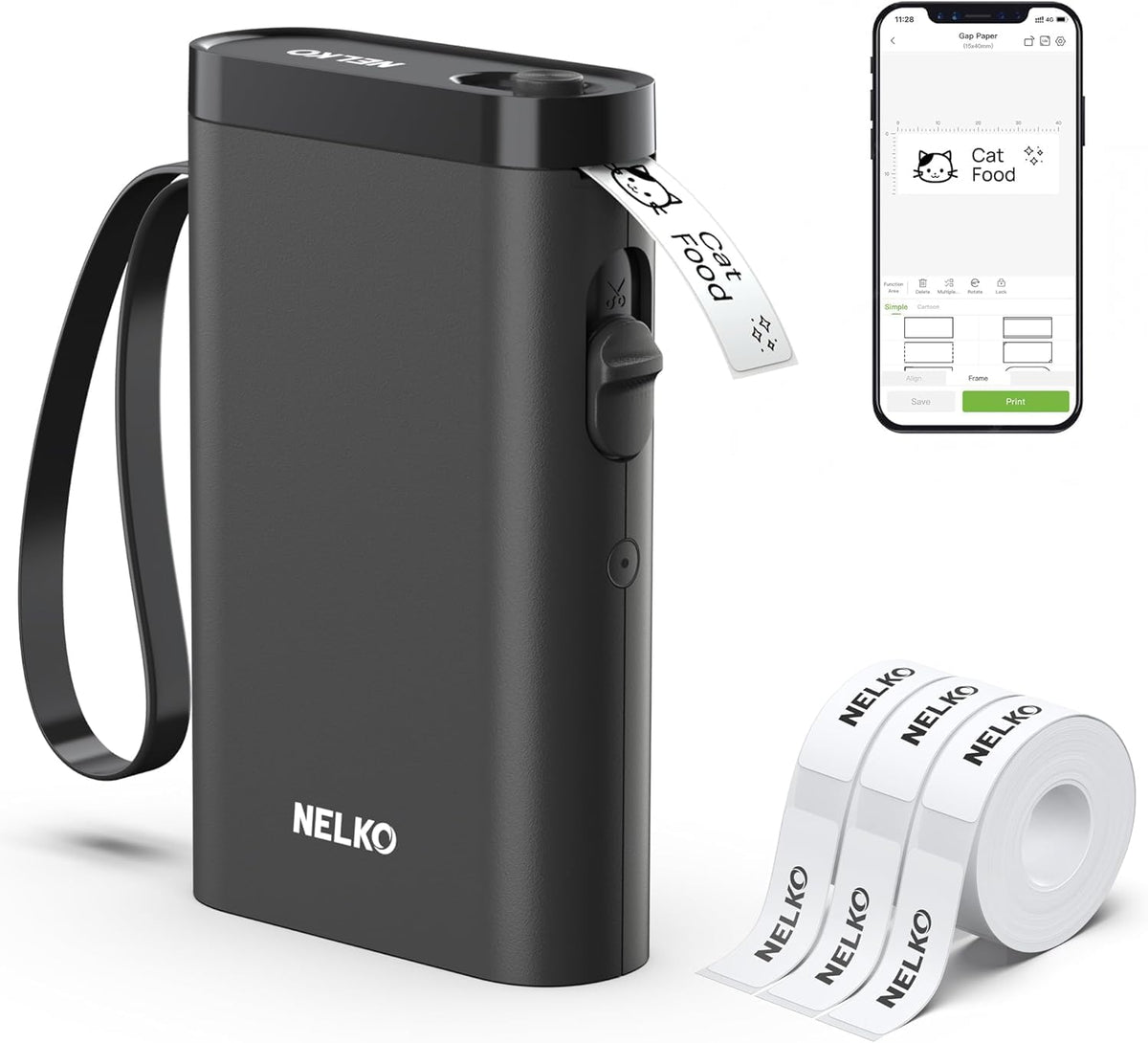 Nelko Label Maker Machine with Tape, P21 Bluetooth Label Printer with 3 Tapes, Wireless Mini Label Makers with Multiple Templates Icon Font Custom for School Office Home, Black MegaBDM