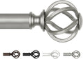 Long Curtain Poles for Eyelet Curtains 80 to 365 cm, USFOOK 22 mm Antique Silver Curtain Pole for Windows, Metal Extendable Drapery Rods with Twisted Cage Finials MegaBDM