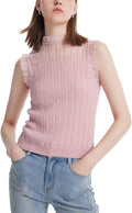 GOELIA Womens Sleeveless Tank Tops Lace Top with Ruffle MegaBDM