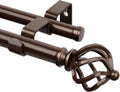 KAMANINA Double Curtain Rod 72 to 144 Inches(6-12 Feet) Antique Bronze Curtain Rods for Windows 66 to 120 Inches, 7/8 Inch Heavy Duty Drapery Rod with Twisted Cage Finials MegaBDM