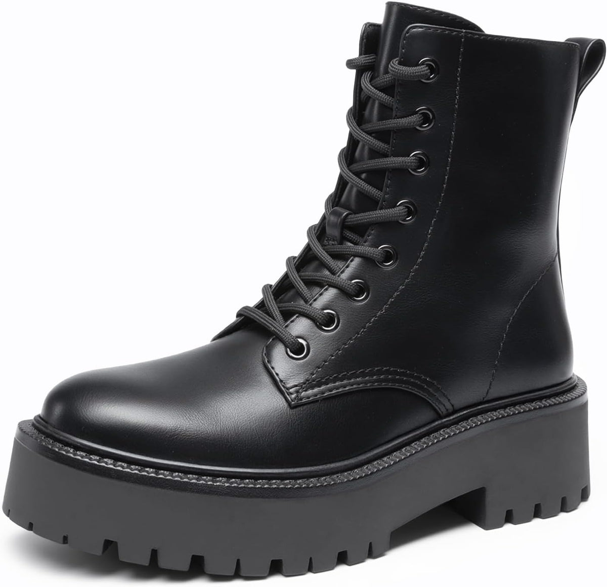 DREAM PAIRS Women's Platform Combat Ankle Boots Fashion Lace-up Short Booties with Lug Sole and Side Zipper MegaBDM