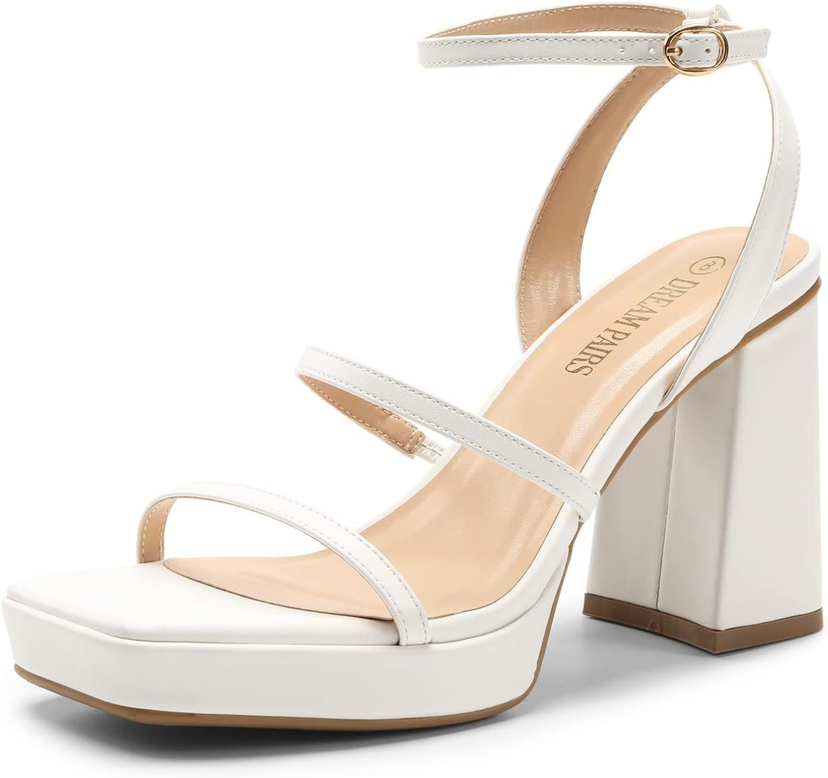 DREAM PAIRS Women's Platform Strappy Heels Open Toe Ankle Strap Square Party Sandals Y2K Dress Shoes MegaBDM