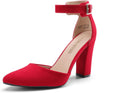 DREAM PAIRS Women's Chunky High Heels Dress Pumps Closed Pointed Toe Block Ankle Strap Shoes for Wedding Party MegaBDM