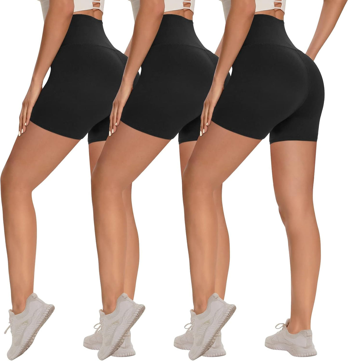3 Pack Biker Shorts for Women – 8"/ 5"/ 3" Buttery Soft High Waisted Tummy Control Workout Yoga Running Athletic Shorts MegaBDM