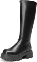 DREAM PAIRS Knee High Boots, Comfortable Chunky Platform Round-Toe Side Zip Boots for Women MegaBDM