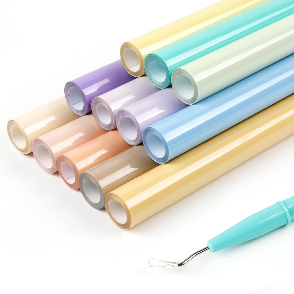 HTVRONT Boho Color HTV Vinyl Bundle - 12Pack 12"×3FT(30.5x91CM) Heat Transfer Vinyl for T Shirts, Pastel Iron on Vinyl for Cricut, Heat Transfer Vinyl Bundle with 12 Macarons Colors (12 Pastel Colors) MegaBDM