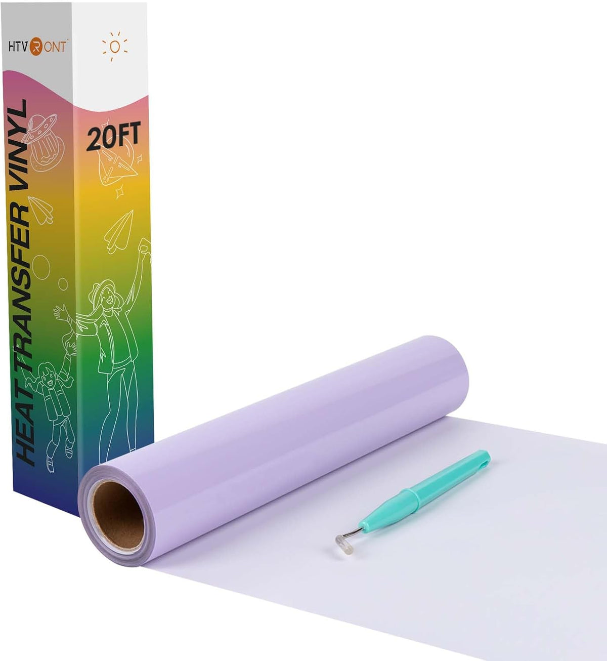 HTVRONT Heat Transfer Vinyl - 12In x 20Ft (30.5x610CM) Lilac HTV Vinyl Roll, LilacIron on Vinyl Roll for T-Shirt Clothing and Other Fabrics(Lilac) MegaBDM