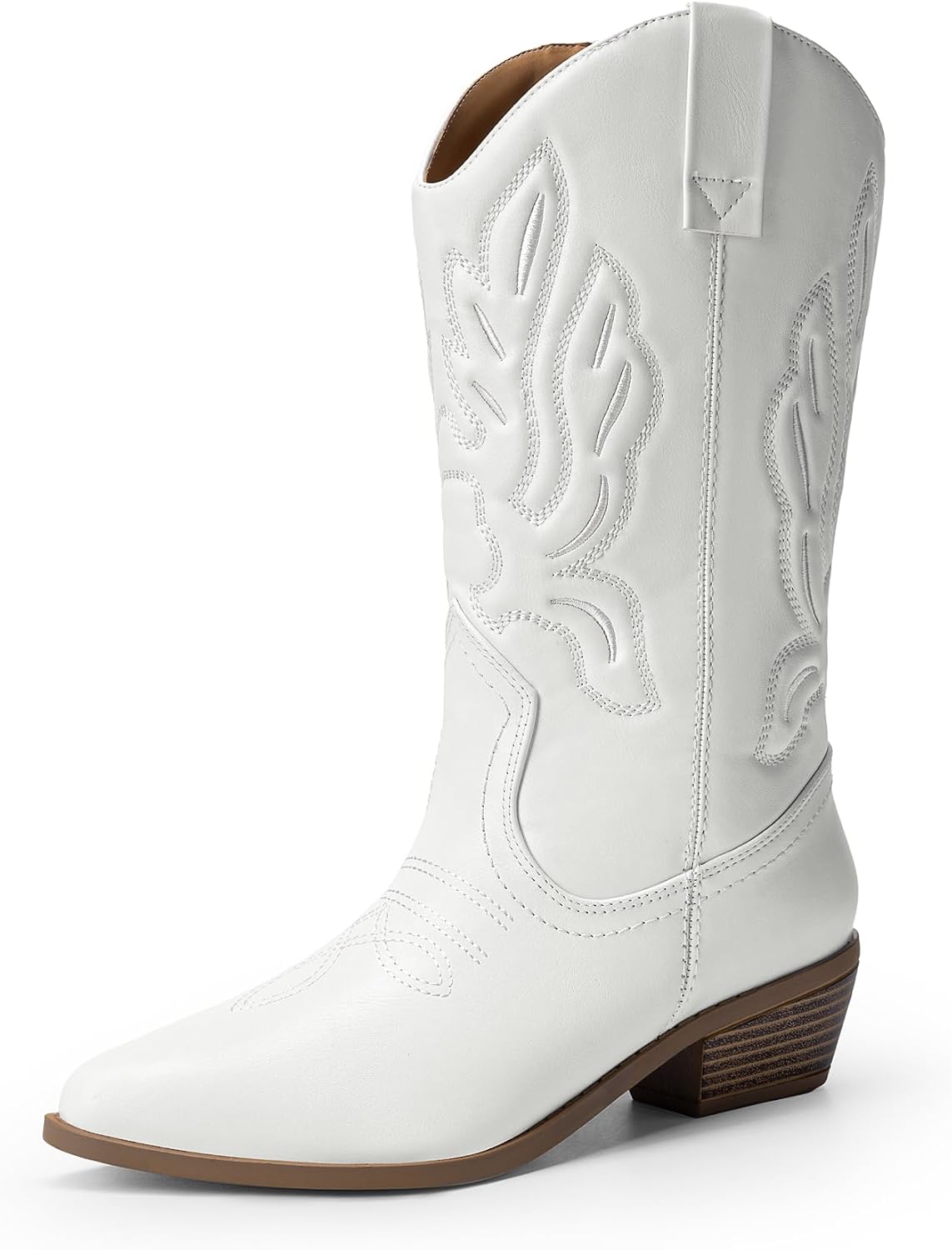 DREAM PAIRS Women's Cowboy Boots Mid Calf Cowgirl Boots Embroidery Stitched Western Boots MegaBDM