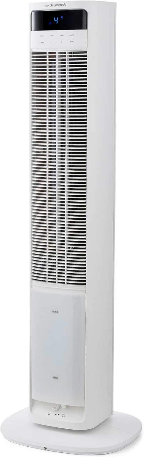Morphy Richards Flexi Freeze 2 in 1 Air Cooler & 40” Tower Fan with Remote Control, Powerful DC Motor, Water Shortage Detector, 80° Oscillation, 8 Speed Settings, 9 Hour Timer,White, 823501 MegaBDM