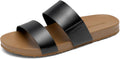 DREAM PAIRS Women's Open Toe Slides Sandals | Minimal double-strap design, cushioned arch support insole, flat reliable traction outsole, durable lightweight MegaBDM