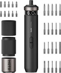 HOTO PixelDrive Electric Screwdriver, Smart Display, 6 Torque Settings, 0.5 to 6 N·m, 1/4'' Hex 30 Bits, LED Light, 2000 mAh Rechargeable Cordless Screwdriver Set for Gadget Tweaks, Home Repair MegaBDM