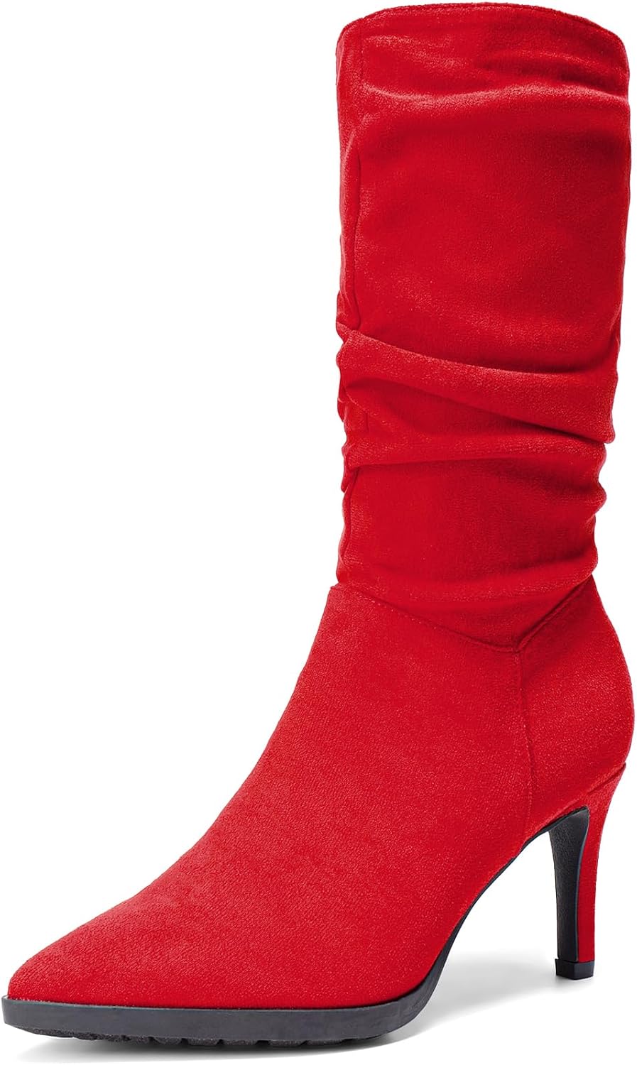 DREAM PAIRS Women's Mid Calf Boots High Heels Pointed Toe Zip Fashion Dressy Boot MegaBDM