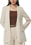 GOELIA Linen Blazers for Women Back Slit One Button Suit Blazer Lightweight Casual Long Sleeve Spring Summer Ladies Jackets UK MegaBDM