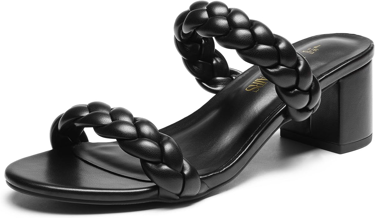 DREAM PAIRS Women's Two Braided Strap Low Heels for Women Open Toe Block Chunky Heels Sandals Holiday Party Wedding Dress Pumps Shoes MegaBDM