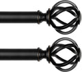 2 Pack Black Curtain Pole 80 to 218 cm, USFOOK 22 mm Extendable Curtain Poles for Eyelet Curtains, Small Metal Curtain Rod for Door with Twisted Cage Finials MegaBDM