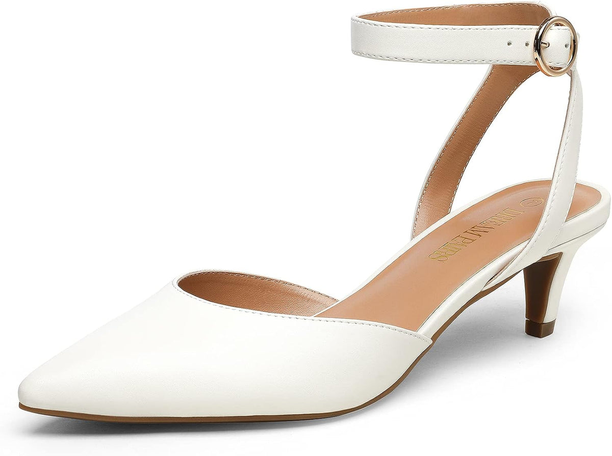 DREAM PAIRS Low Heels for Women Wedding Dress Closed Toe Pump Shoes MegaBDM