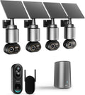 BOTSLAB 5MP Video Doorbell Camera Wireless, 8MP Security Camera Wireless Outdoor, Solar Camera Outdoor 4-Cam Kit MegaBDM