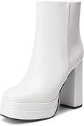 DREAM PAIRS Women's Platform Gogo Ankle Boots High Chunky Heels Square Toe Comfort Party Dress Booties Shoes for Women MegaBDM