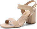 DREAM PAIRS Women's High Chunky Heels Square Toe Block Ankle Strap Dress Comfort Sandals, Black Nubuck, 10 MegaBDM