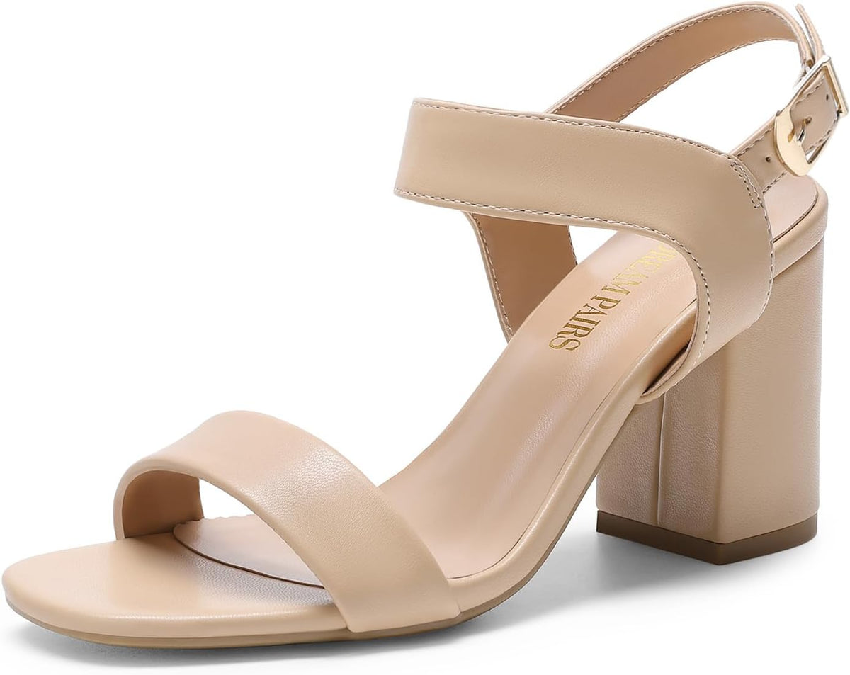 DREAM PAIRS Women's High Chunky Heels Square Toe Block Ankle Strap Dress Comfort Sandals, Black Nubuck, 10 MegaBDM