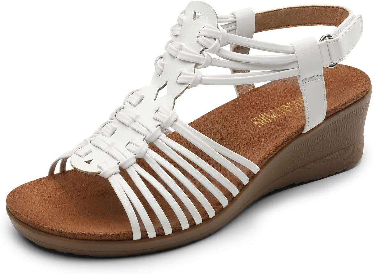 DREAM PAIRS Women's Strappy Wedges Open Toe Ankle Strap Sandals Comfort Dress Shoes MegaBDM