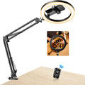 Evershop Ring Light with Tripod Stand & Phone Holder Overhead Mount,10" Ringlight Desk Streaming Phone Halo Light Flexible 3 Light Colors+10 Brightnesses 360°Rotatable Lighting Tiktok YouTube,CRI>95 MegaBDM