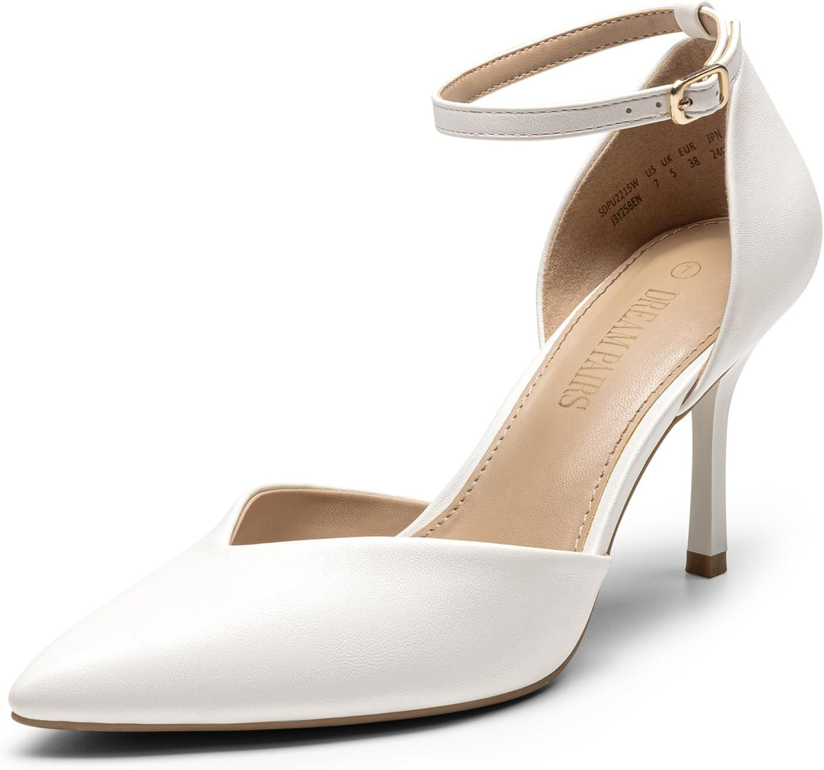 DREAM PAIRS Women’s High Heels Strappy Closed Toe Stiletto Ankle Strap Pointed Toe D'Orsay Heel Dress Wedding Party Pumps Shoes MegaBDM
