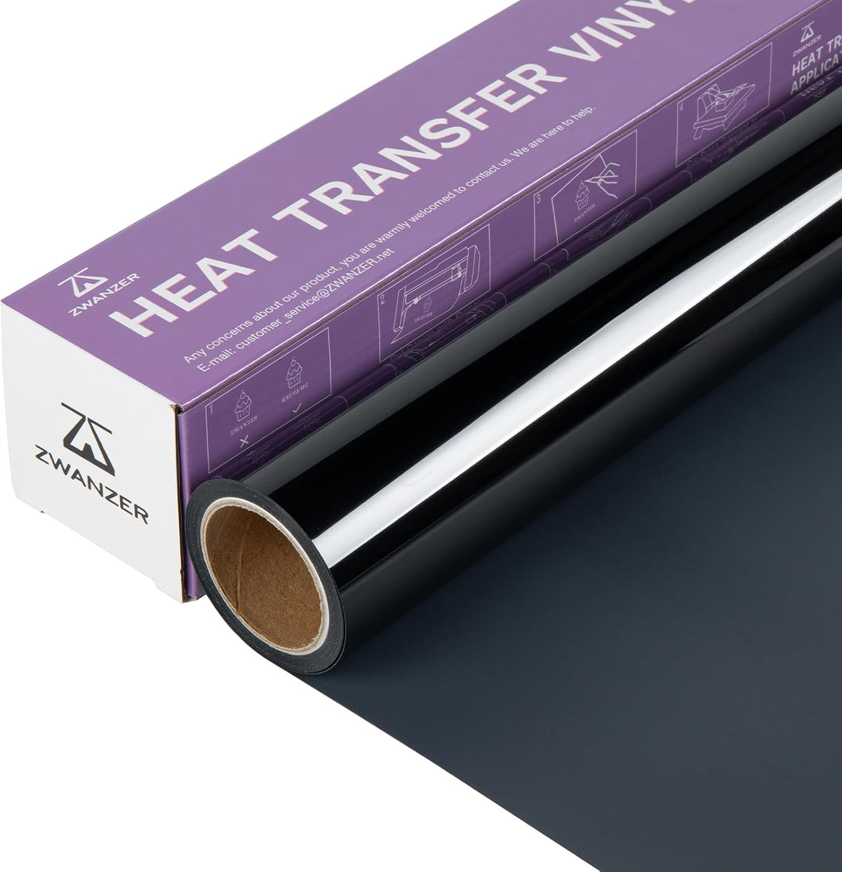 12" x 12ft (30.5 x 366CM) Black Heat Transfer Vinyl Roll - Ideal for Cricut & Silhouette Cameo, Easy to Cut & Weed for T-Shirts & Apparel MegaBDM