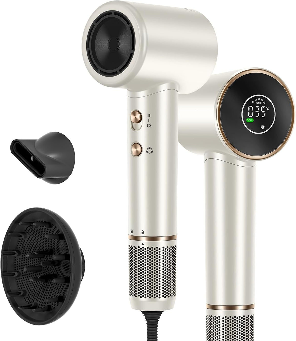Air-Sonic Hair Dryer, PARWIN PRO BEAUTY HD-LED Display Hairdryer with 110,000RPM Brushless Motor, 200 Million Negative Ionic hairdryers, 25M/S Air Flow for Fast Drying MegaBDM