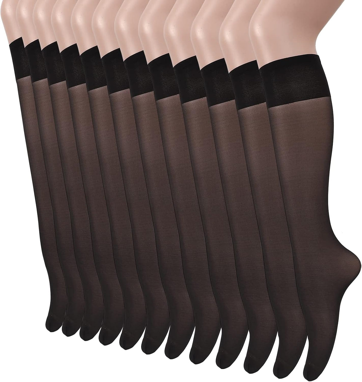 MANZI Women's 12 Pairs Breathable Knee High Pop Socks 15 Denier MegaBDM