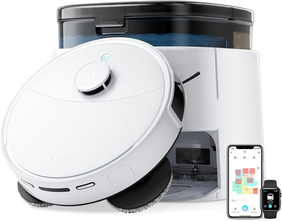 Lefant M3 Robot Vacuum Cleaner with Mop, All-in-One Station, 10,000Pa Strong Suction, Dual-Spin Mops, dToF Laser Navigation, Auto Mop Wash & Dry, Self-Emptying, Works on WiFi 2.4G & 5G MegaBDM