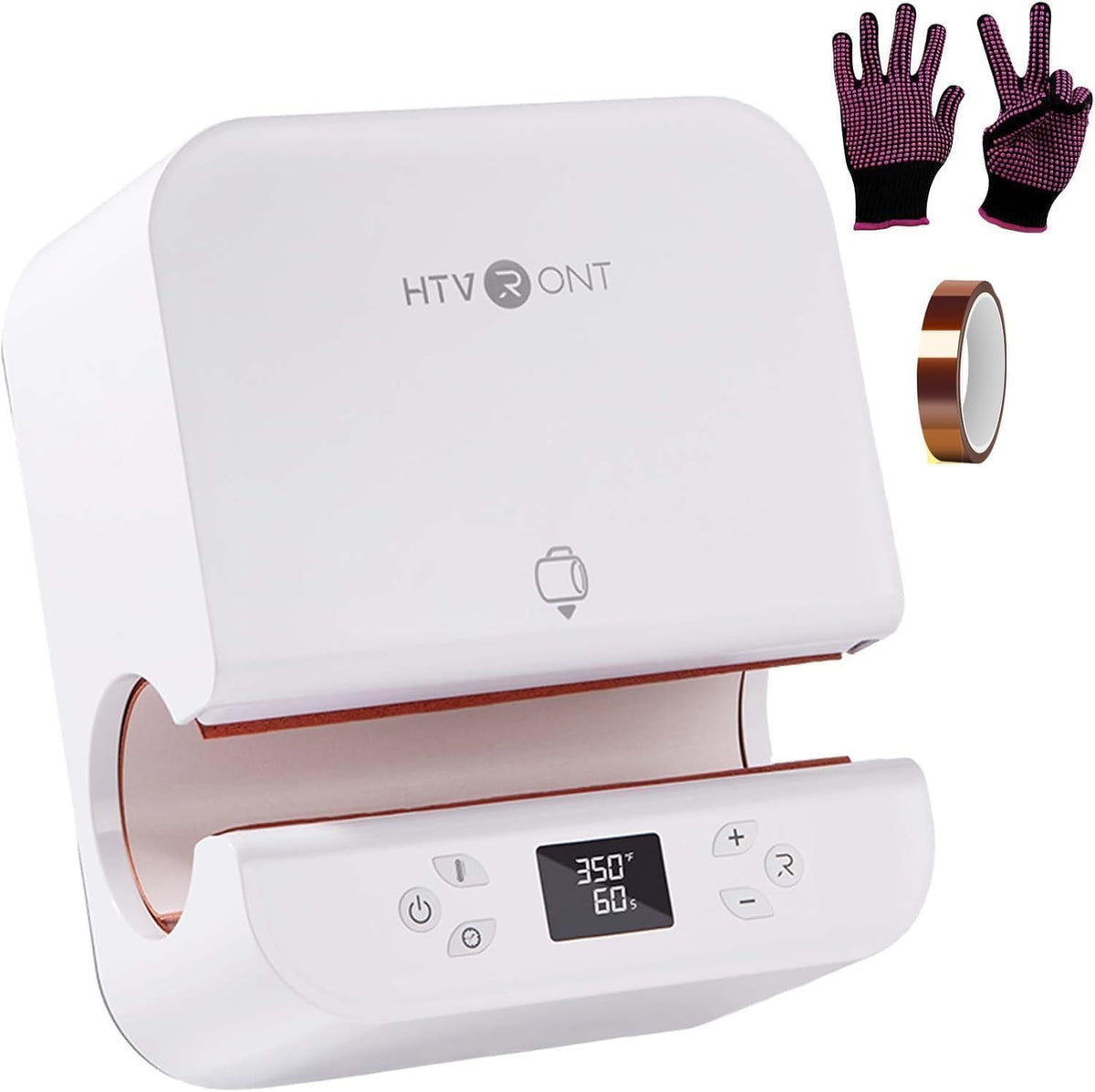 HTVRONT Auto Tumbler Heat Press Machine - Mug Heat Press Heat Up Fast & Even, Professional Tumbler Press High-Security for 2.95"-3.18" Sublimation Tumblers, Cups, Glasses and Mugs(White) MegaBDM