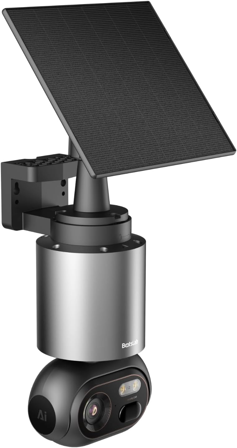 BOTSLAB 4K Security Camera Outdoor Wireless, No Subscription, 360° PTZ Solar Camera, Night Vision, Intelligent Recognition (Requires the Base Station H200 to Operate, Cannot be Used Independently) MegaBDM