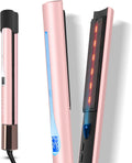Infrared Ion Hair Straightener, 2 in 1 Straightener Curls and Straightens, Anti-frizz and Shine Effect, Dual Voltage, 14 Temperature Settings 100-230℃ Pink MegaBDM
